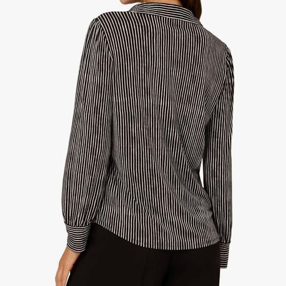 Adrianna‎ Papell Black White Stripes Blouse Top Women's Size XL - Picture 2 of 10